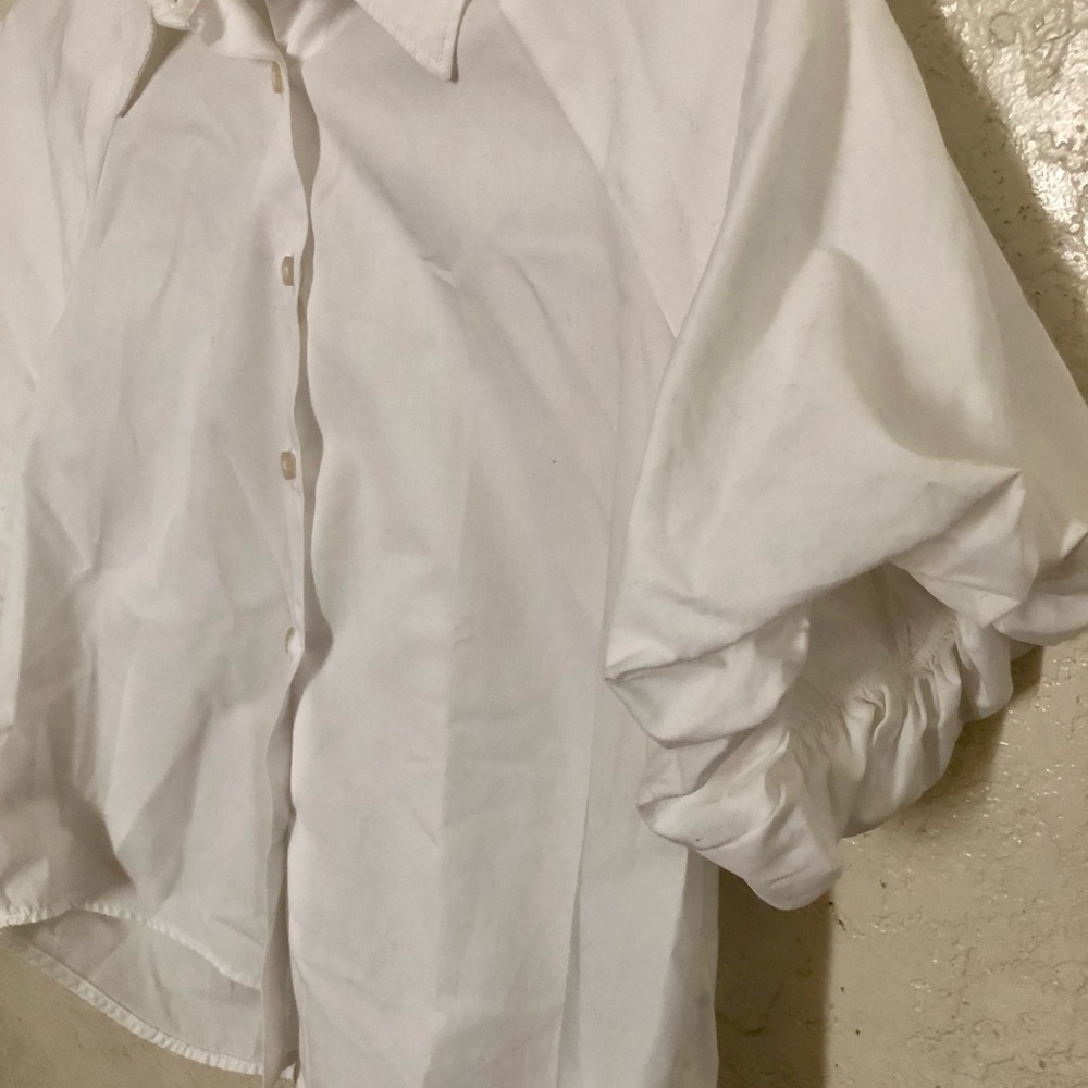 GAP x Doen Collab white Blouse Short Sleeves 100% Cotton  Women's Size XS - Picture 2 of 5